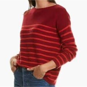 MICHAEL STARS Wool/Cotton Blend Joss Striped Boatneck Sweater, Sz S